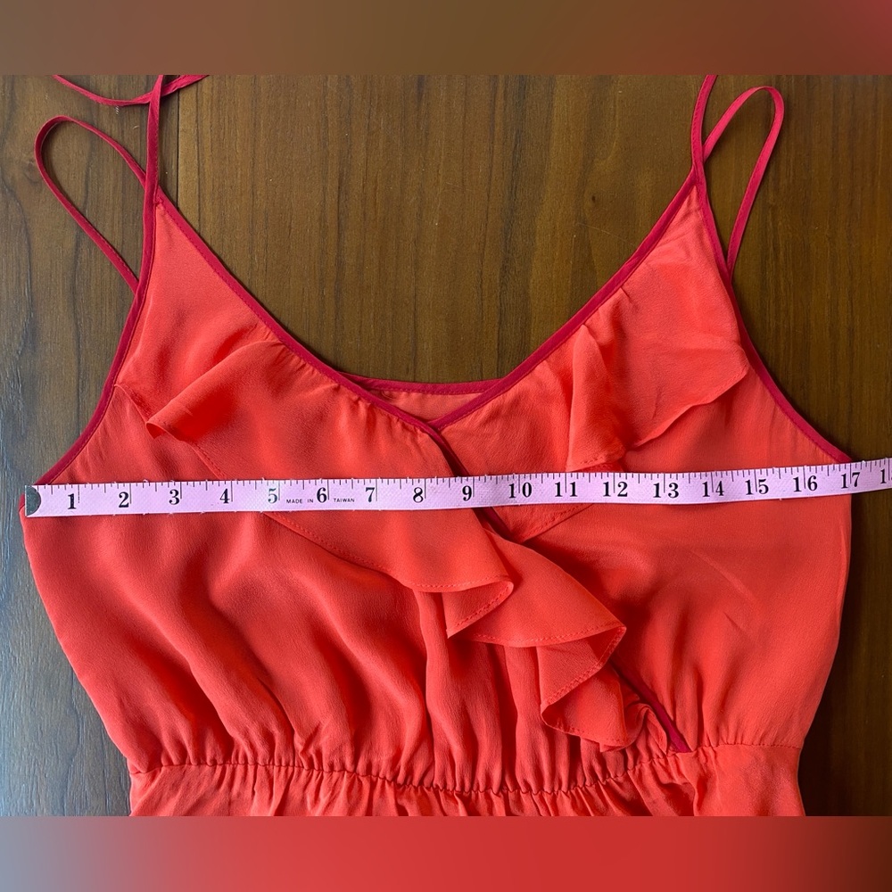 Anthropologie Girls from Savoy Becca 100% Silk Coral Red Dress, Size 4 Four - Picture 9 of 11